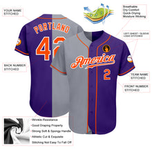 Load image into Gallery viewer, Custom Purple Orange-Gray Authentic Split Fashion Baseball Jersey
