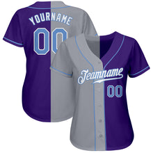 Load image into Gallery viewer, Custom Purple Light Blue-Gray Authentic Split Fashion Baseball Jersey