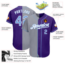 Load image into Gallery viewer, Custom Purple Light Blue-Gray Authentic Split Fashion Baseball Jersey