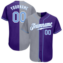 Load image into Gallery viewer, Custom Purple Light Blue-Gray Authentic Split Fashion Baseball Jersey