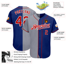 Laden Sie das Bild in den Galerie-Viewer, Custom Royal Red-Gray Authentic Split Fashion Baseball Jersey