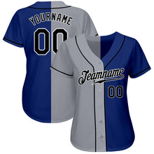 Laden Sie das Bild in den Galerie-Viewer, Custom Royal Black-Gray Authentic Split Fashion Baseball Jersey