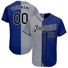 Laden Sie das Bild in den Galerie-Viewer, Custom Royal Black-Gray Authentic Split Fashion Baseball Jersey