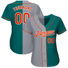 Загрузить изображение в средство просмотра галереи, Custom Teal Orange-Gray Authentic Split Fashion Baseball Jersey