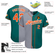 Загрузить изображение в средство просмотра галереи, Custom Teal Orange-Gray Authentic Split Fashion Baseball Jersey