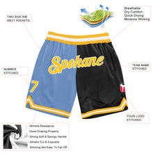 Load image into Gallery viewer, Custom Light Blue Gold-Black Authentic Throwback Split Fashion Basketball Shorts