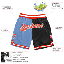 Load image into Gallery viewer, Custom Light Blue Orange-Black Authentic Throwback Split Fashion Basketball Shorts