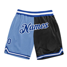 Load image into Gallery viewer, Custom Light Blue Royal-Black Authentic Throwback Split Fashion Basketball Shorts