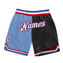 Load image into Gallery viewer, Custom Light Blue White-Black Authentic Throwback Split Fashion Basketball Shorts