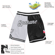 Load image into Gallery viewer, Custom Black White Authentic Throwback Split Fashion Basketball Shorts