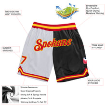 Load image into Gallery viewer, Custom White Red-Black Authentic Throwback Split Fashion Basketball Shorts