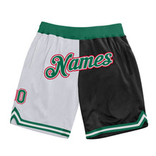 Load image into Gallery viewer, Custom White Kelly Green-Black Authentic Throwback Split Fashion Basketball Shorts