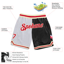 Load image into Gallery viewer, Custom White Red-Black Authentic Throwback Split Fashion Basketball Shorts