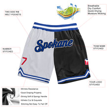 Загрузить изображение в средство просмотра галереи, Custom White Royal-Black Authentic Throwback Split Fashion Basketball Shorts