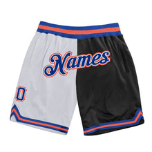 Загрузить изображение в средство просмотра галереи, Custom White Royal-Black Authentic Throwback Split Fashion Basketball Shorts