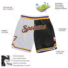 Загрузить изображение в средство просмотра галереи, Custom White Purple-Black Authentic Throwback Split Fashion Basketball Shorts