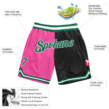 Load image into Gallery viewer, Custom Pink Kelly Green-Black Authentic Throwback Split Fashion Basketball Shorts