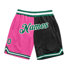 Load image into Gallery viewer, Custom Pink Kelly Green-Black Authentic Throwback Split Fashion Basketball Shorts