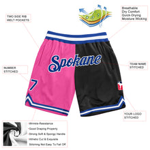Load image into Gallery viewer, Custom Pink Royal-Black Authentic Throwback Split Fashion Basketball Shorts