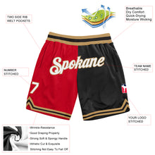 Загрузить изображение в средство просмотра галереи, Custom Red White-Black Authentic Throwback Split Fashion Basketball Shorts