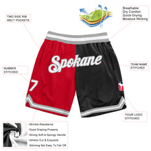 Загрузить изображение в средство просмотра галереи, Custom Red White-Black Authentic Throwback Split Fashion Basketball Shorts