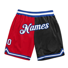 Загрузить изображение в средство просмотра галереи, Custom Red White-Black Authentic Throwback Split Fashion Basketball Shorts
