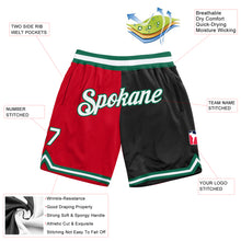 Загрузить изображение в средство просмотра галереи, Custom Red White-Black Authentic Throwback Split Fashion Basketball Shorts