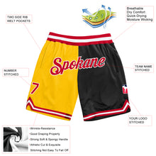 Laden Sie das Bild in den Galerie-Viewer, Custom Gold Red-Black Authentic Throwback Split Fashion Basketball Shorts
