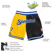 Laden Sie das Bild in den Galerie-Viewer, Custom Gold Royal-Black Authentic Throwback Split Fashion Basketball Shorts