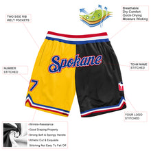 Laden Sie das Bild in den Galerie-Viewer, Custom Gold Royal-Black Authentic Throwback Split Fashion Basketball Shorts