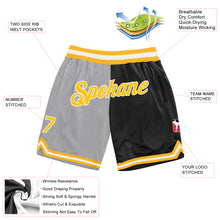 Charger l'image dans la galerie, Custom Gray Gold-Black Authentic Throwback Split Fashion Basketball Shorts