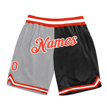 Load image into Gallery viewer, Custom Gray Orange-Black Authentic Throwback Split Fashion Basketball Shorts