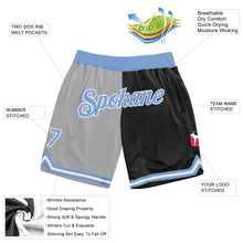 Laden Sie das Bild in den Galerie-Viewer, Custom Gray Light Blue-Black Authentic Throwback Split Fashion Basketball Shorts
