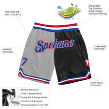 Laden Sie das Bild in den Galerie-Viewer, Custom Gray Royal-Black Authentic Throwback Split Fashion Basketball Shorts