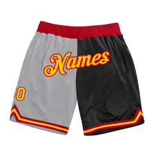 Charger l'image dans la galerie, Custom Gray Gold-Black Authentic Throwback Split Fashion Basketball Shorts