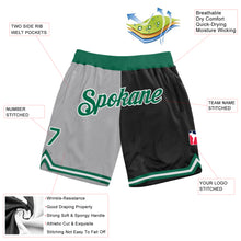 Laden Sie das Bild in den Galerie-Viewer, Custom Gray Kelly Green-Black Authentic Throwback Split Fashion Basketball Shorts