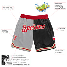 Laden Sie das Bild in den Galerie-Viewer, Custom Gray Red-Black Authentic Throwback Split Fashion Basketball Shorts