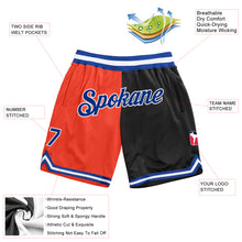 Laden Sie das Bild in den Galerie-Viewer, Custom Orange Royal-Black Authentic Throwback Split Fashion Basketball Shorts