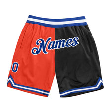 Laden Sie das Bild in den Galerie-Viewer, Custom Orange Royal-Black Authentic Throwback Split Fashion Basketball Shorts