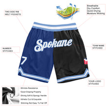 Загрузить изображение в средство просмотра галереи, Custom Royal White-Black Authentic Throwback Split Fashion Basketball Shorts