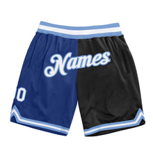 Загрузить изображение в средство просмотра галереи, Custom Royal White-Black Authentic Throwback Split Fashion Basketball Shorts