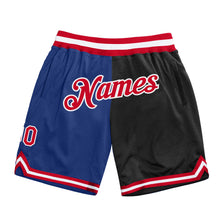 Laden Sie das Bild in den Galerie-Viewer, Custom Royal Red-Black Authentic Throwback Split Fashion Basketball Shorts