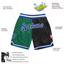 Загрузить изображение в средство просмотра галереи, Custom Kelly Green Royal-Black Authentic Throwback Split Fashion Basketball Shorts
