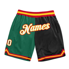 Charger l'image dans la galerie, Custom Kelly Green White-Black Authentic Throwback Split Fashion Basketball Shorts