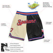 Загрузить изображение в средство просмотра галереи, Custom Cream Orange-Black Authentic Throwback Split Fashion Basketball Shorts