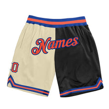 Загрузить изображение в средство просмотра галереи, Custom Cream Orange-Black Authentic Throwback Split Fashion Basketball Shorts