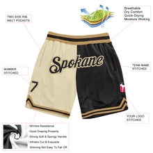 Загрузить изображение в средство просмотра галереи, Custom Cream Black-Old Gold Authentic Throwback Split Fashion Basketball Shorts