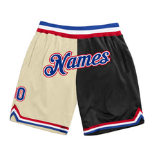 Загрузить изображение в средство просмотра галереи, Custom Cream Royal-Black Authentic Throwback Split Fashion Basketball Shorts