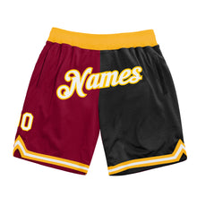 Charger l'image dans la galerie, Custom Maroon White-Black Authentic Throwback Split Fashion Basketball Shorts