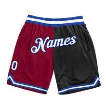 Charger l'image dans la galerie, Custom Maroon White-Black Authentic Throwback Split Fashion Basketball Shorts